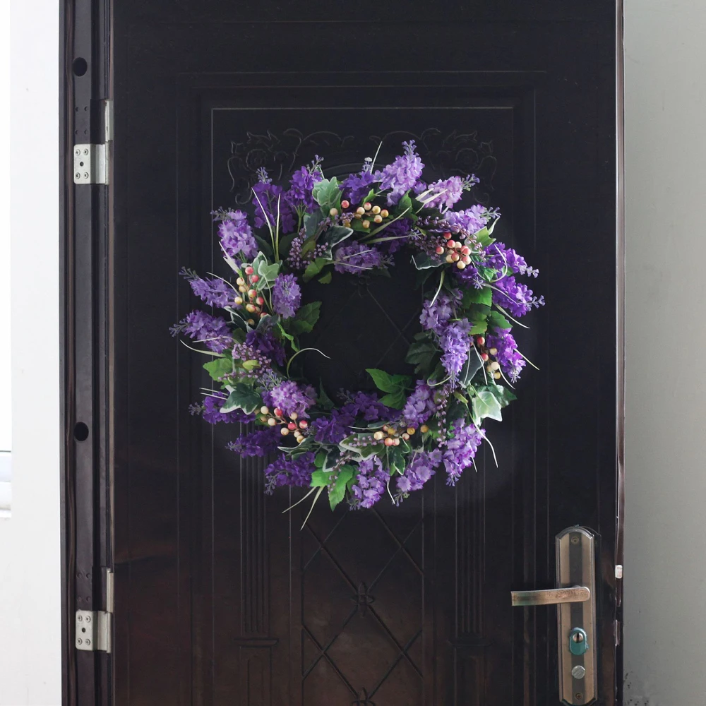

Wreath Silk Flower Handmade Lavender Wreaths Gift Wall Decoration Party Decor Festive Ornaments Round-shaped Simulation Garland