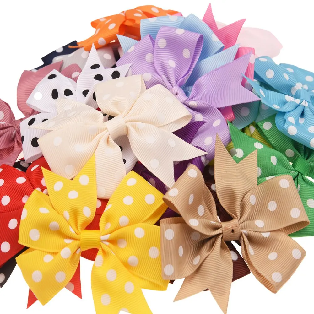 23 шт. 8 см банты в горошек без зажимов для волос| |