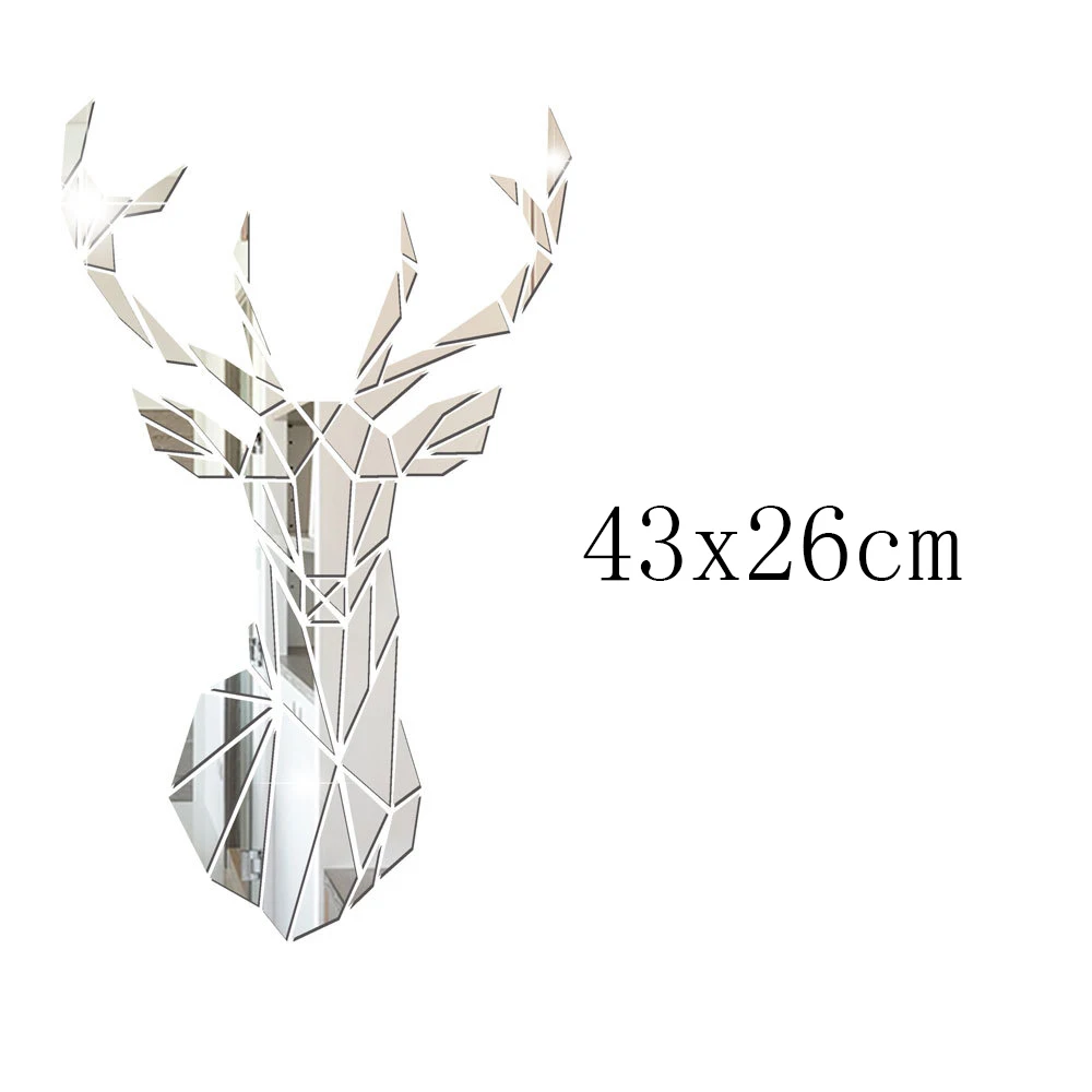 

3D Mirror Wall Stickers Acrylic Sticker Big DIY Deer Decorative Mirror Wall Stickers For Kids Room Living Room Home Decor