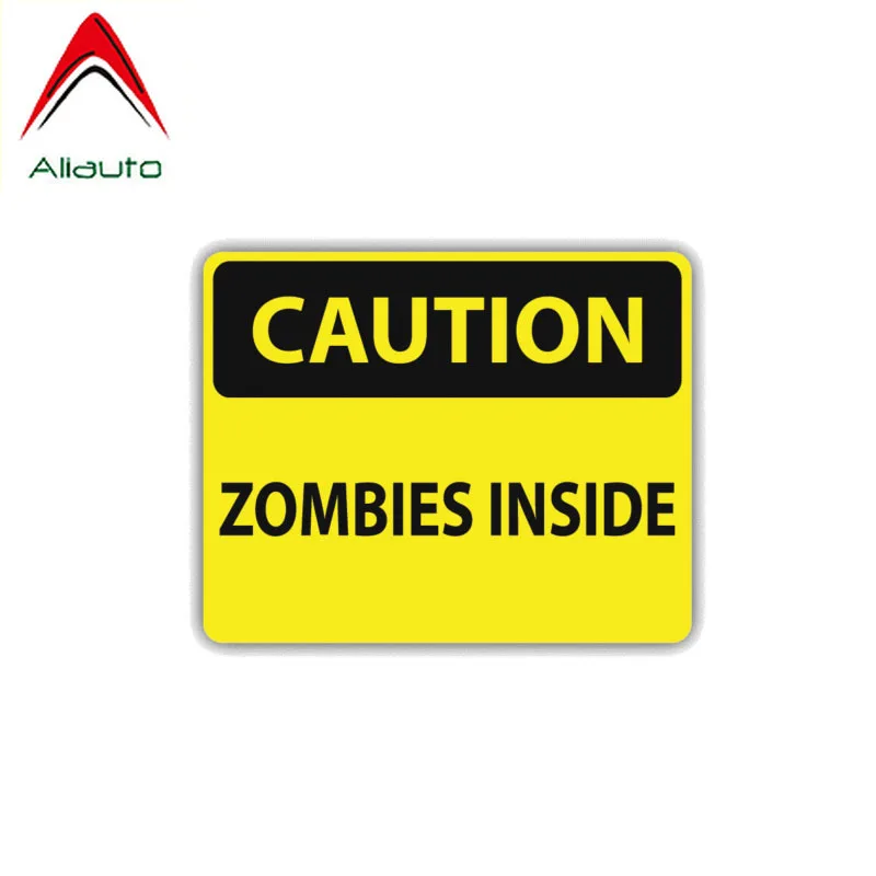 

Наклейка на автомобиль Aliauto, предупреждение о зомби, внутренняя крышка, царапины, аксессуары, ПВХ наклейка для Jaguar Hyundai I30 Honda Accord,11 см * 8 см