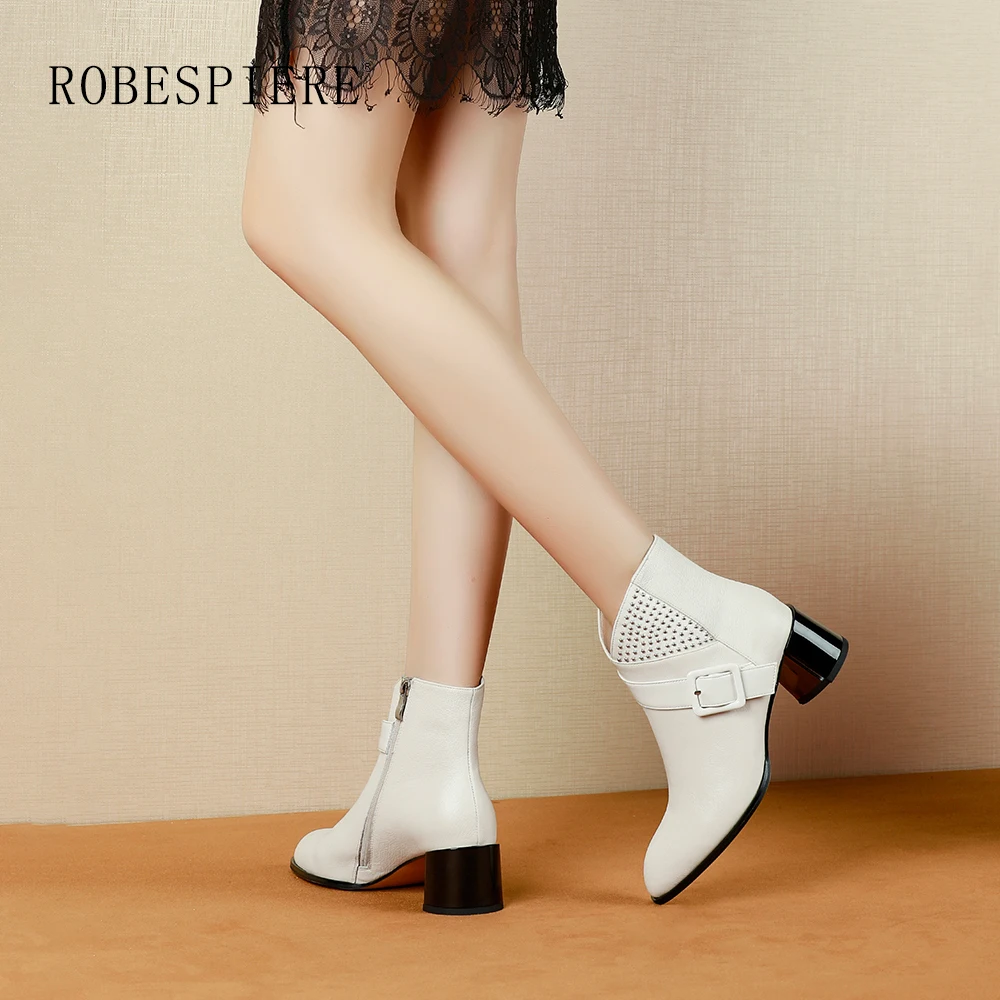 ROBESPIERE/2019 г. Осенне-зимние ботильоны с острым носком обувь из высококачественной