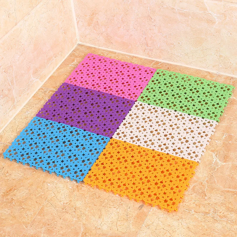 

4pcs DIY non-slip floor mat free splice bathroom Anti-Slip mat bath candy color love splice shower mat Drainage bath mats rug