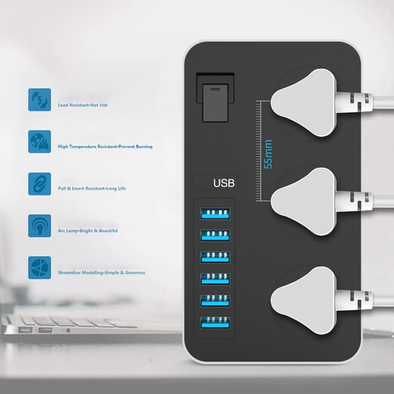 Офисная с линейным переключателем дорожная розетка питания несколькими