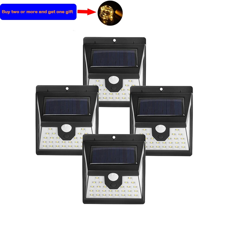 40LED Солнечный силовой светильник 3 режима датчик человеческого тела 4 шт.