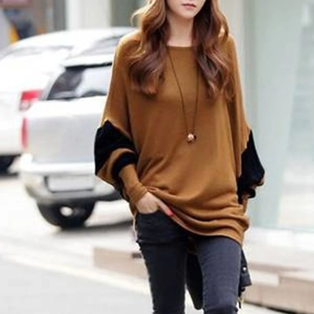 

Spring Autumn Loose Fit Stylish Long Sleeve Dating Crew Neck Streetwear Cotton Blend Shopping Casual Women Tops
