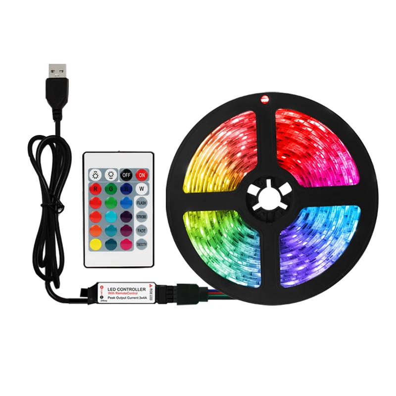 

5V LED Strip Lights RGB 2835DC Flexible Ribbon Tape Diode PC TV Backlight Bluetooth USB 3Key Control IR Ribbon Neon Led Lights