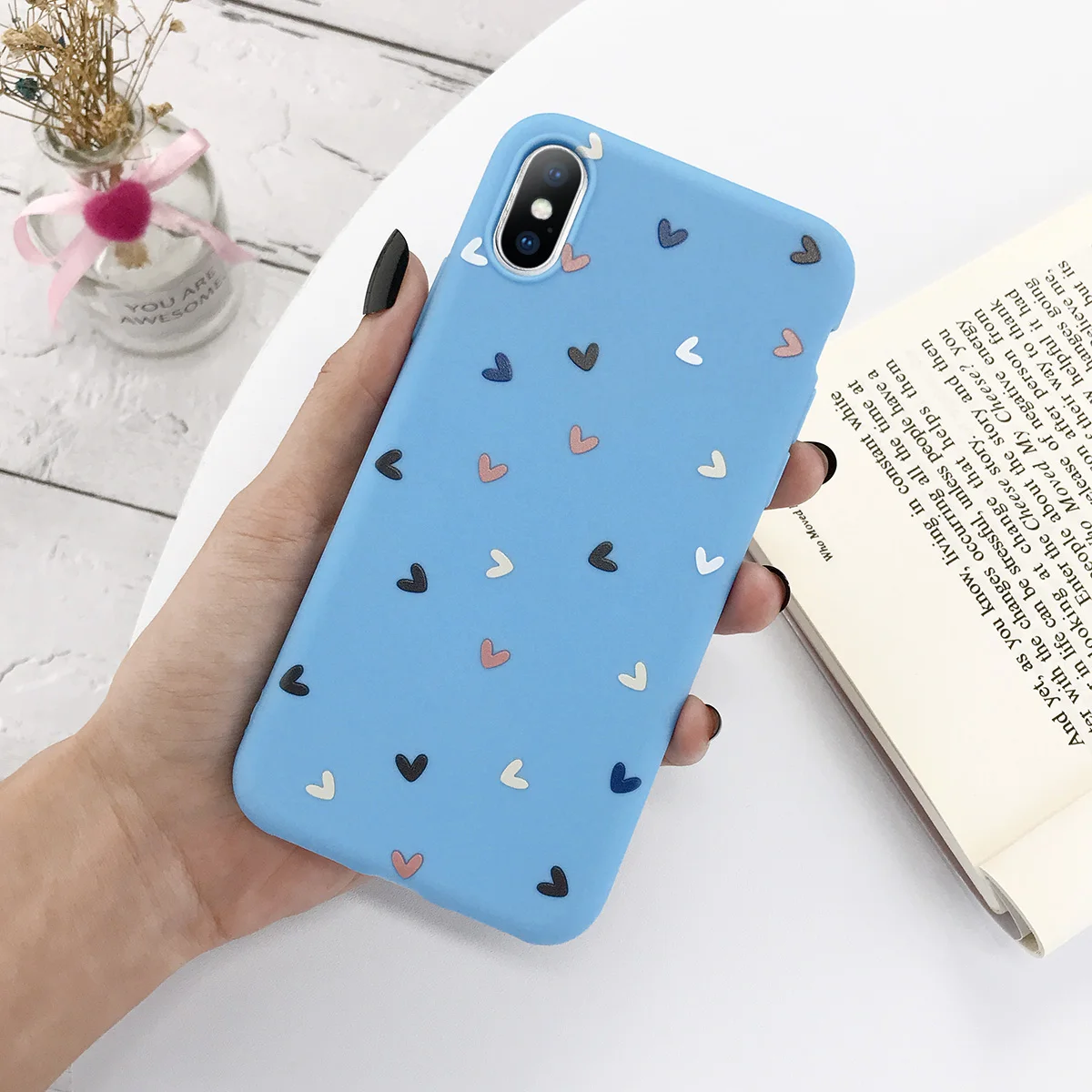 KJOEW чехол для телефона для iPhone 11 Pro Max X XS XR Xs Max 6 6s 7 8 Plus карамельный цвет Любовь Сердце Мягкий ТПУ силиконовый защитный чехол Капа - Цвет: Синий