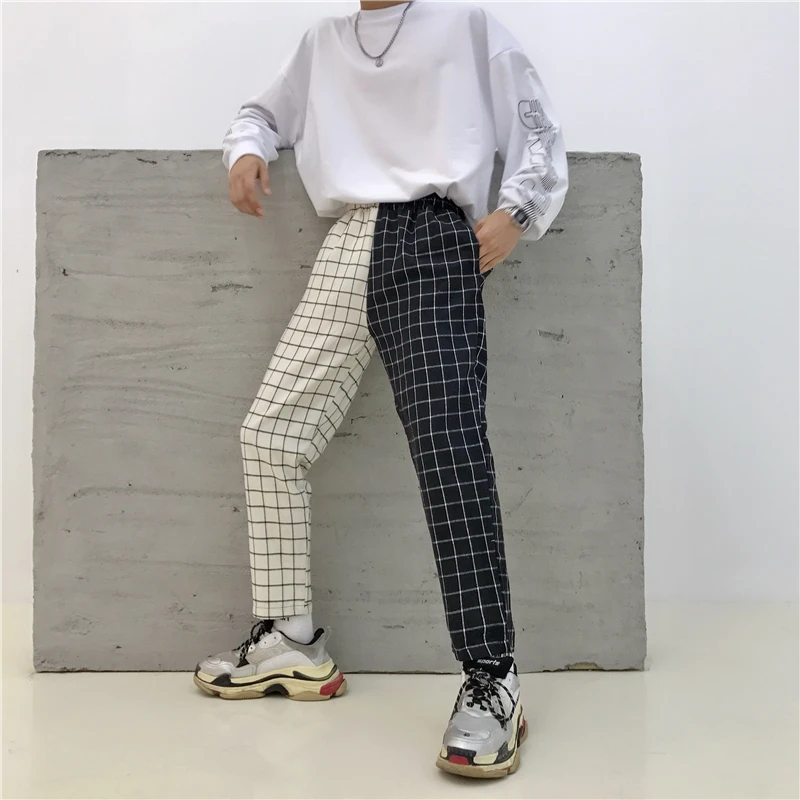 Heydress винтажные лоскутные брюки Харадзюку женские мужские брюки эластичные брюки с высокой талией корейские повседневные Прямые брюки