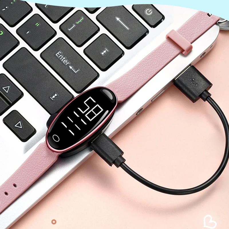 

New Women Smart Electronic Bracelet Pedometer Sports Digital Watches Fashion Leather Alarm Clock Calories Fitness Wristband 2020