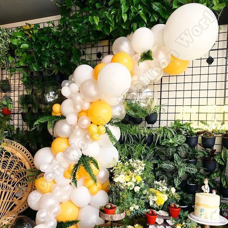 

Wedding Birthday Party Event Celebration Decor Bubble Gum Latex Balloon Garland Lemon Yellow Balloon Arch Baby Shower Decoration