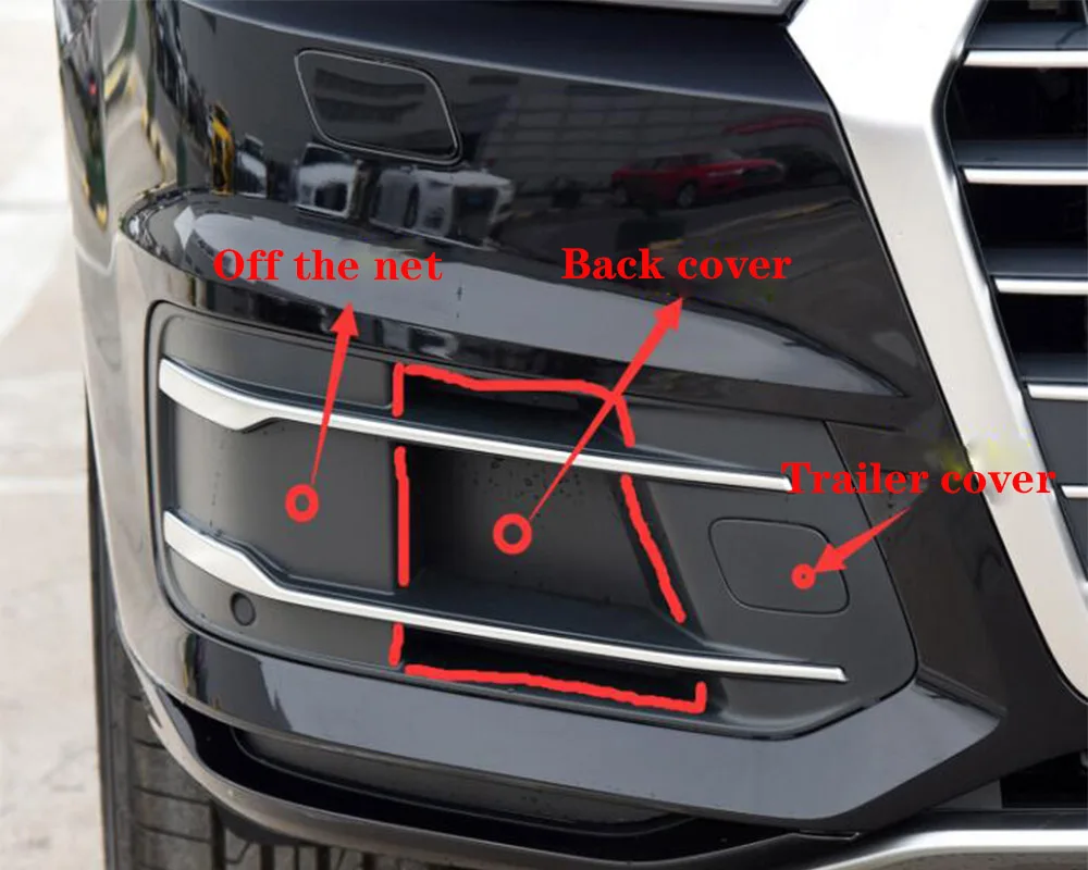 

For Audi Q7 left right lower grille q7 2016-2019 fog lamp frame ventilation grille fog lamp lower net bright strip cover net