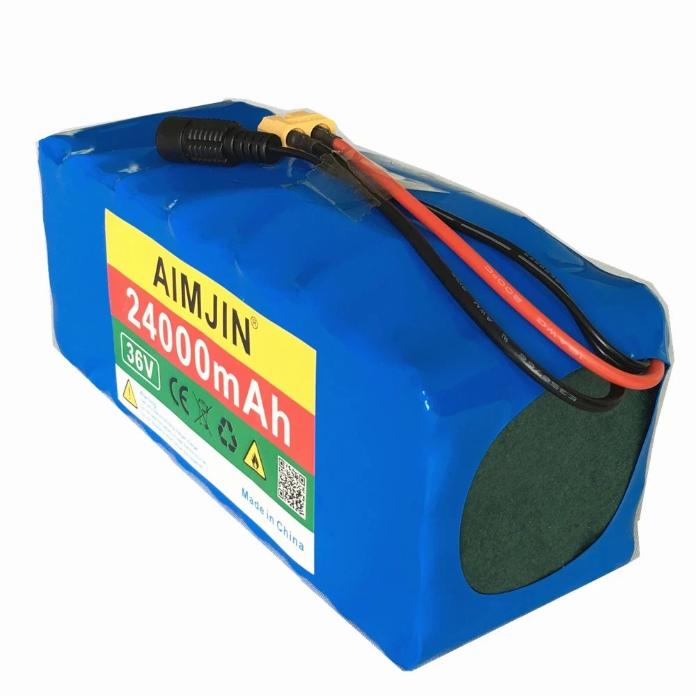 

XT60 Interface 36V Battery 10S4P 24Ah Battery Pack 1000W High Power Battery 36V24000mAh Electric Bicycle BMS + 42v Charger