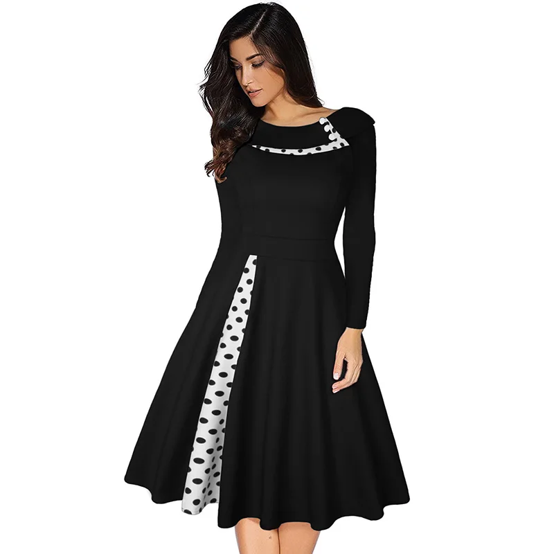 

Spring Summer Dresses Woman New Plus Size Long Sleeve Dress Ladies Slim Mid-Length Retro Dresses Women's Clothing