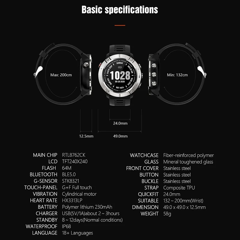 

MC01 Smart Watch Fitness Tracker Heart Rate Blood Pressure Monitoring Bracelet Ip68 Waterproof Sports Smartwatch