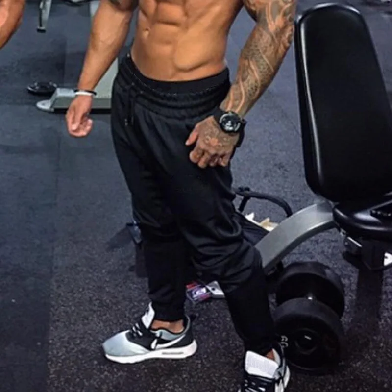 Брендовые брюки для бега мужские повседневные эластичные длинные хлопковые