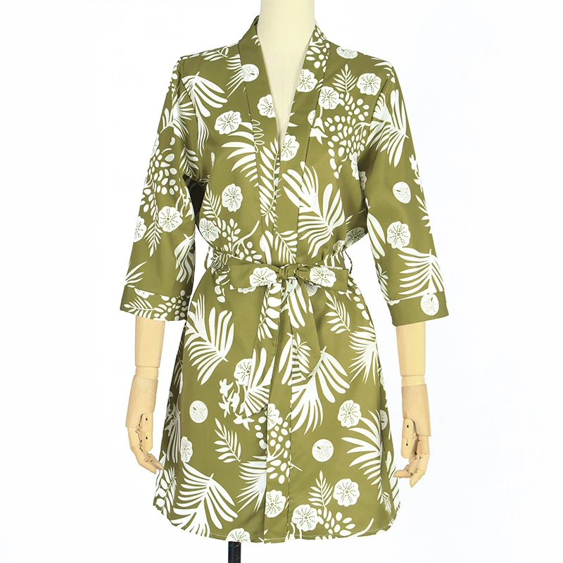 Boho пляжная женская накидка платье рубашка Повседневная с принтом листьев кафтан