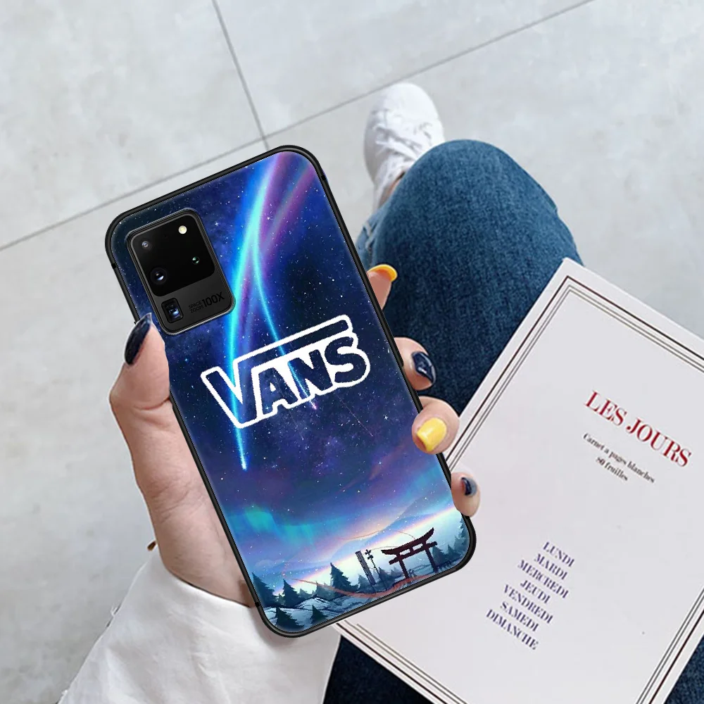 

Trendy Luxury Brand Vans Phone Case Cover Hull For Samsung Galaxy S 6 7 8 9 10 e 20 Edge Uitra Note 8 9 10 Plus black Coque