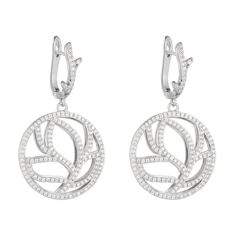 

Luxury Zircon Micro-Mosaic Hollow Three-Dimensional Ear Buckle Bauhinia Earrings Bridal Wedding Jewelry Elegant Temperament Gift