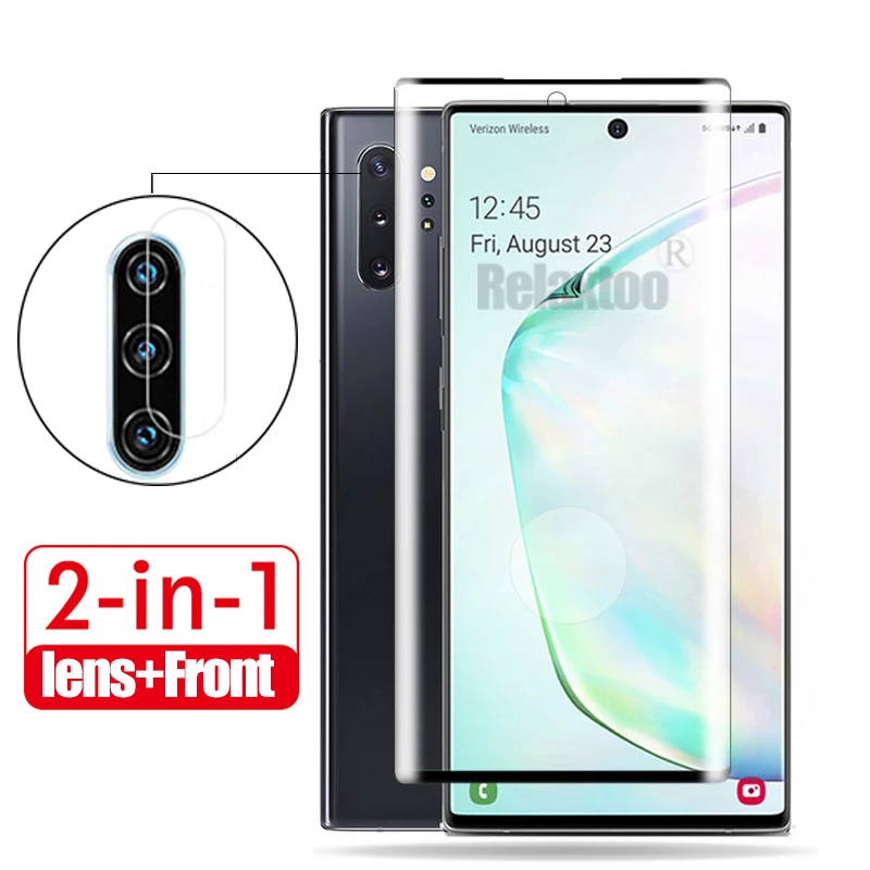 2 в 1 5D полное изогнутое Защитное стекло для samsung note 10 plus защита объектива камеры на