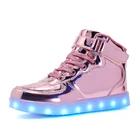 Детские светящиеся кроссовки на липучке, модная обувь с подсветкой, зарядка через usb, для девочек, мальчиков, мужчин и женщин, обувь для скейта, 10 светодиодов, 25-46