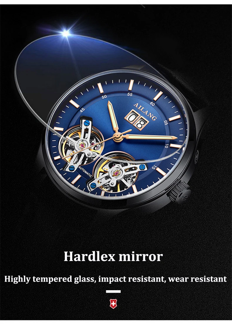 Switzerland Double Tourbillon модные деловые мужские автоматические часы водонепроницаемые мужские механические часы спортивные часы с календарем