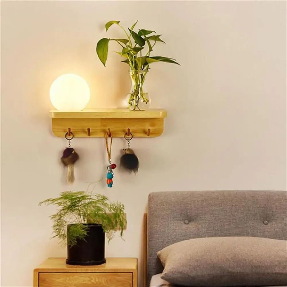 Современные Деревянные Настенные Бра в скандинавском стиле с белым стеклянным