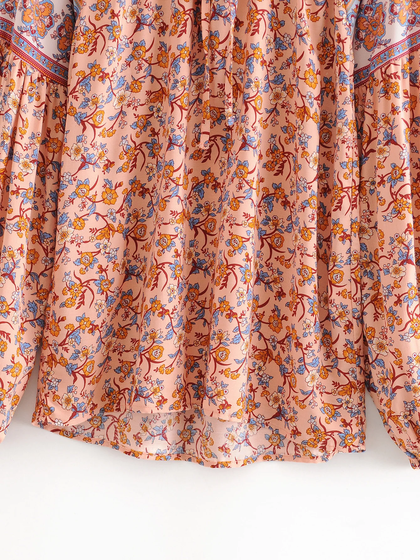 Блузка женская с цветочным принтом длинным рукавом и круглым вырезом | Женская