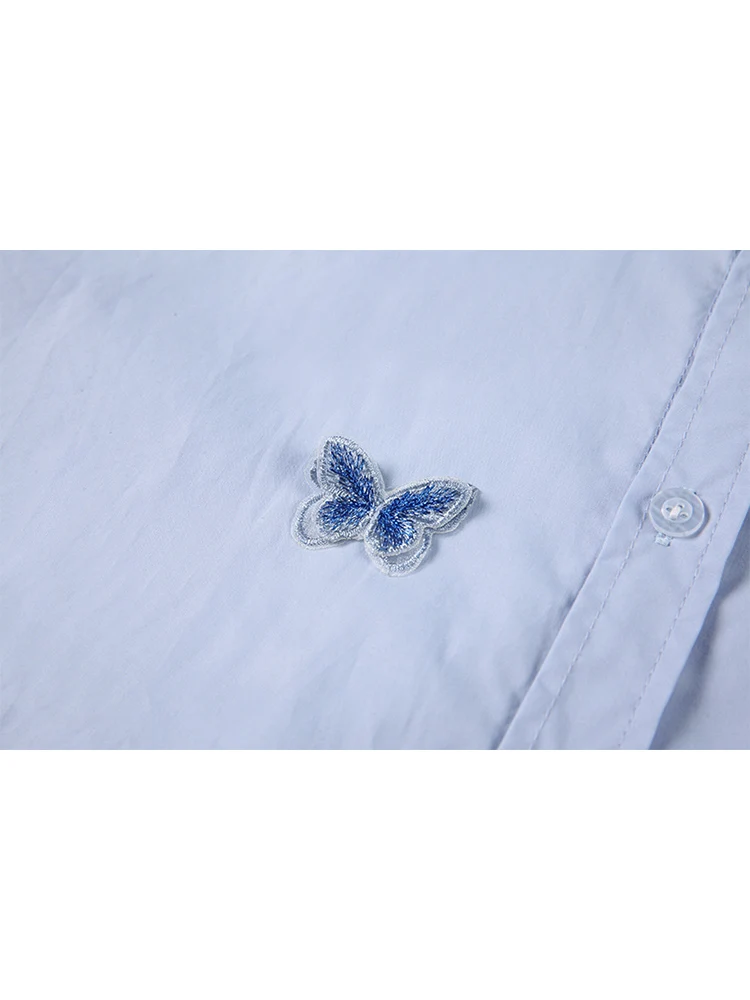 Женские рубашки с бабочками в Корейском стиле однобортные свободные офисные