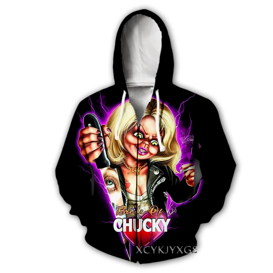 phechion New Fashion Men/Women's Horror Movie Chucky 3D Print Casual Zipper Hoodies Coat Hip Hop Tops Sports Zip Hoodeds B02