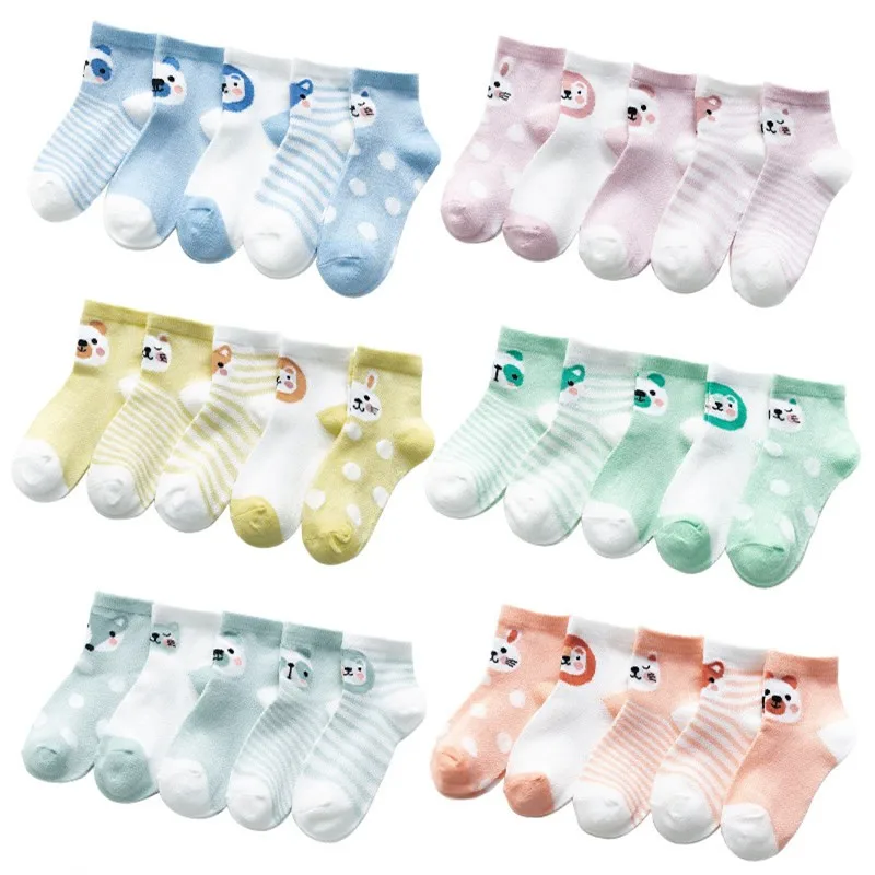 lawadka 5Pairs/pack Baby Boy Socks Newborn Cotton Girl Summer Mesh Thin for Girls Cartoon Infant Things | Детская одежда и обувь