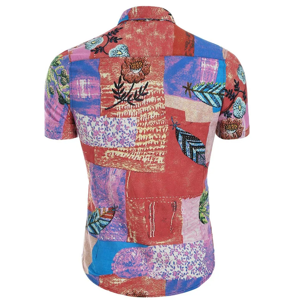 Мужская летняя рубашка с отложным воротником и короткими рукавами|Повседневные