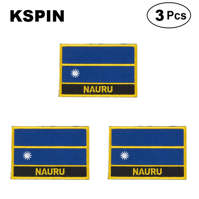 Науру прямоугольной формы флаг патчи Вышитый Флаг нашивки с национальным флагом