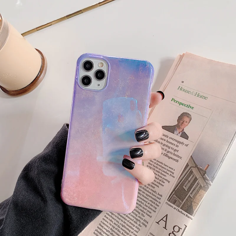 Чехол для телефона Blue-ray Dream Sky iPhone 11 Pro Max XR X XS 7 8 Plus мягкий чехол IMD с блестящей