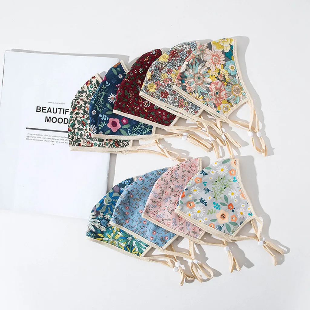 

Adult Mask Fashion Adjustable 3D Print Masks Flower Elastic Washable Fabric Mask Outdoor Face Cover Mascarilla Masque