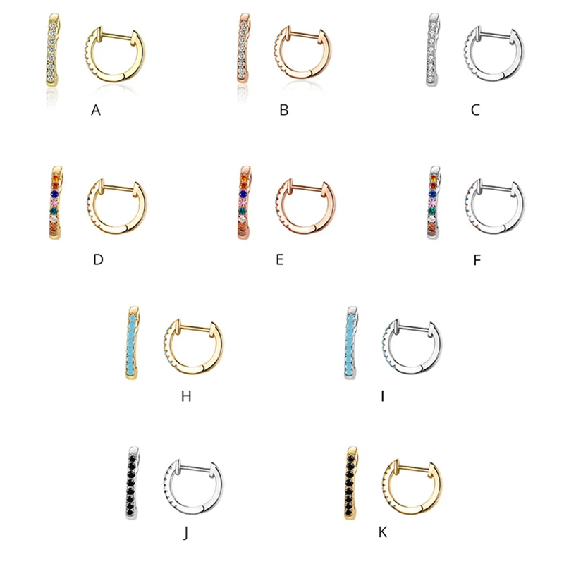 

WOSTU Rainbow Hoop Earrings 925 Sterling Silver Colorful Zirconia Round Circle Silver Earrings For Women Zircon Fashion jewelry