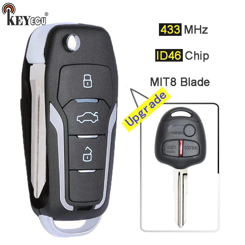 KEYECU 433 МГц ID46 G8D571MA обновленный откидной 3 кнопочный пульт дистанционного