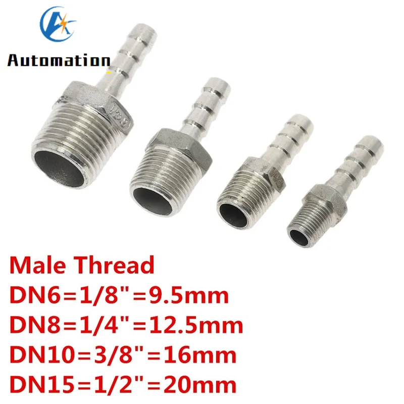 6 8 10 12mm Hose Barb Tail 1/8" 1/4" 1/2"BSPT Male Thread Connector Joint Pipe Fitting SS304 Stainless Steel Coupler Adapter images - 6