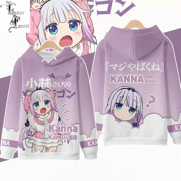 

Модные японские женские толстовки с капюшоном из аниме «Мисс Кобаяси» с 3D-принтом «Драконий горничная» из Киотского аниме