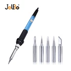 Электрический паяльник JelBo 220 в 60 Вт с регулируемой температурой, 5 шт. наконечников для припоя, набор паяльников с вилкой ЕС, ручной инструмент для ремонта сварки