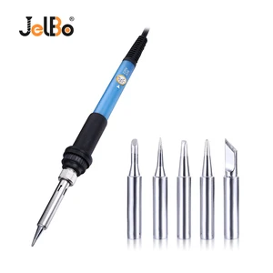 Электрический паяльник JelBo 220 в 60 Вт с регулируемой температурой, 5 шт. наконечников для припоя, набор паяльников с вилкой ЕС, ручной инструмент для ремонта сварки