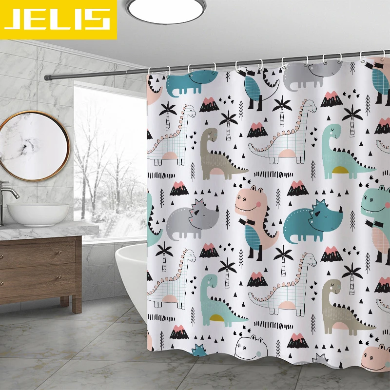 

Cartoon Bath Curtain Waterproof Shower Curtains Polyester Bath Screen Curtain for Bathroom Kids Bathroom Curtain Home Decor