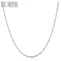 doteffil 925 sterling silver 18 inches rose gold water wave chain necklace for women man fashion wedding party charm jewelry
