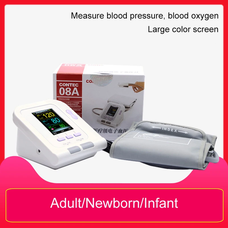 

Contec Household Electronic Blood Pressure Monitor Adult/Newborn Arm Sphygmomanometer Color Large Screen Measurable Blood Oxygen