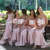 myyble 2020 pink bridesmaid dresses mermaid dress for wedding party simple robe demoiselle dhonneur long bridesmaid dress
