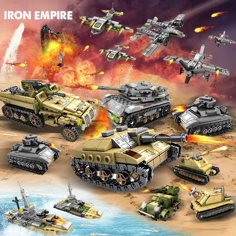 1061PCS WW2 Empires of Steel Technic блоки армейские строительные для грузовиков Военный танк