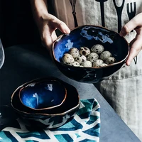 jagencn european porcelain blue glaze dish bowl creative dishes set noodle bowl irregular fruit salad bowl irregular tableware