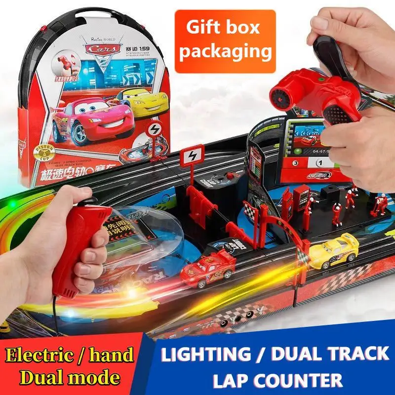 Diseny Pixar Cars 2 3 Portable Kids Toy Car Tire Assemble Parkinglot Lightning Mcqueen Alloy Rail Boytoy Give Kids The Best Gift