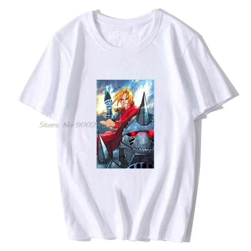 Футболка Мужская/женская с металлическим алхимиком хлопковая тенниска в стиле