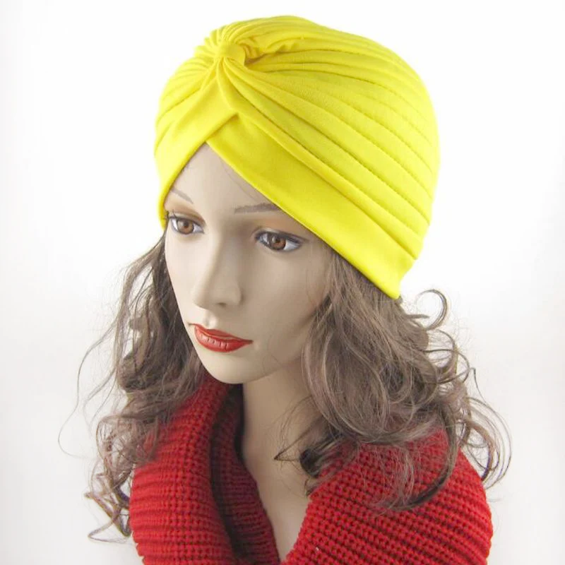 STYLE 3 cloth yellow Индийская женская шапка-тюрбан с блестящим серебристым золотым узлом, осенне-зимний теплый головной убор, Повседневная Уличная Женская индийская шапка - Цвет: STYLE 3 cloth yellow
