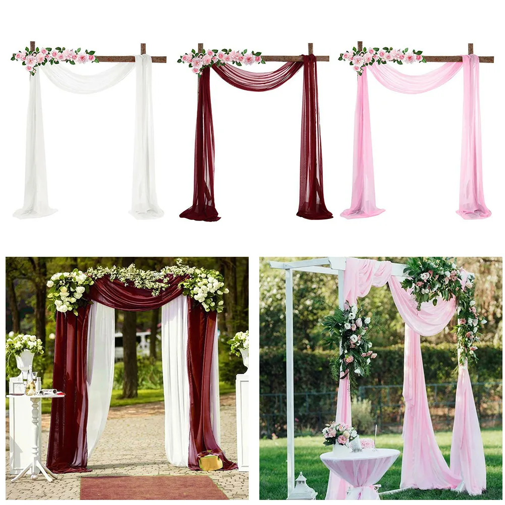 

Scarf Curtain Supplies Wrinkle-free Accessories Arch Fabric Backdrop Chiffon